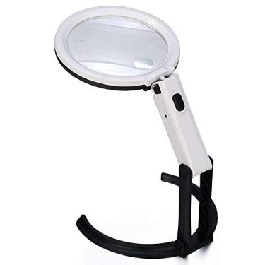 Imagem de MIIKHI Lupa de leitura Lupa dobrável para mesa, com luz LED HD para mesa, lente de expansão de luz portátil, branca, artigos de papelaria, materiais de escritório, lupa portátil