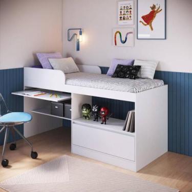 Imagem de Cama Solteiro com Porta Escrivaninha Retrátil e Prateleiras - Art In Q