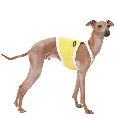 Imagem de D Doggy Star Italian Greyhound Clothes Strechy Summer Cooling Crop Top Camisole Whippet para cachorro (P, camisola amarela)