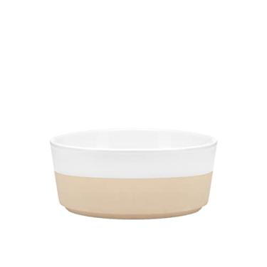 Imagem de Waggo Tigela de cerâmica texturizada para cães ou cães e gatos – Prato de comida e água para animais de estimação pesado e durável (pequeno, branco)
