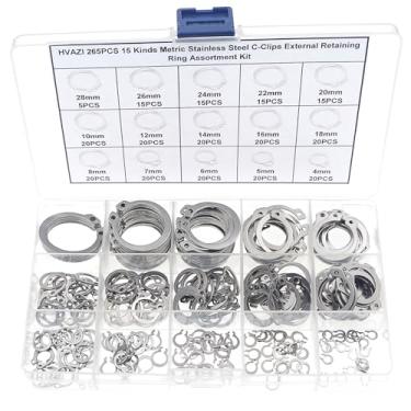 Imagem de HVAZI Kit sortido de anéis de retenção externos de aço inoxidável 304 métricos 265 peças