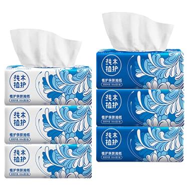 Imagem de Aturmon Pacote Com 6 Lenços Faciais Pequenos, Papel Higiênico, Guardanapos Descartáveis, Material Fibra De Polpa Madeira, Não Algodão, Lenço Facial Branco, 3 Camadas, 300 Folhas Por