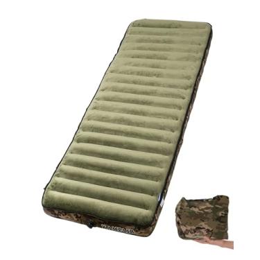 Imagem de Kampair Almofada de dormir inflável para acampamento, colchão de ar extragrosso de 12 cm com parte superior de algodão macio, lavável na máquina, almofada leve para 4 estações para acampamento,