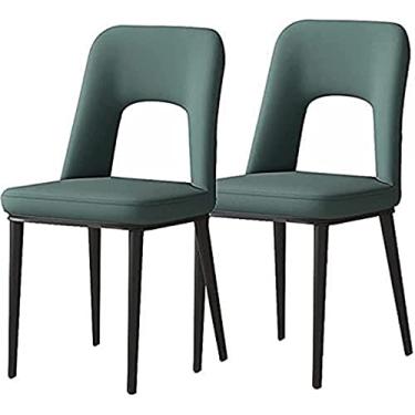 Imagem de Cadeira de jantar, cadeira de jantar, cozinha, sala de jantar, cadeiras de cozinha, cadeiras de jantar, conjunto de 2 cadeiras modernas de couro fosco sintético, pernas de aço carbono estofadas