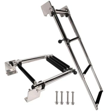 Imagem de Escada dobrável telescópica Marine 316 de aço inoxidável, 4 degraus