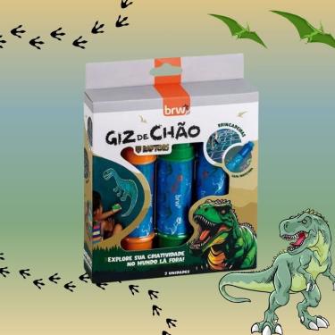 Imagem de Giz de Chão Magic Unicórnio e Raptors Dinossauros 3 Cores c/ Capa Protetora (Unidade ou Kit) - BRW