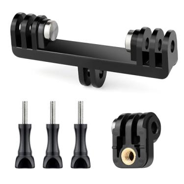 Imagem de YALLSAME Adaptador duplo de montagem dupla para GoPro Hero 13 12 11 10 9 8 7 6 5 4 3 Black Mini Session Max AKASO DJI Osmo Câmera de ação com adaptador de montagem de tripé 2 em 1