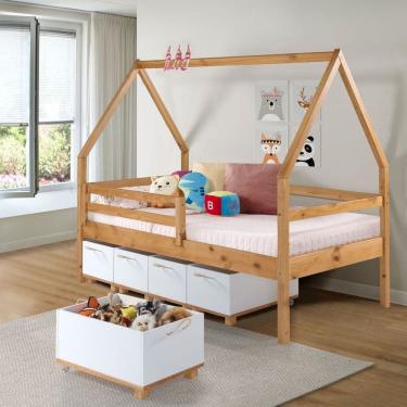 Imagem de Baú Infantil Doug 60cm X 36cm X 30cm Cinza/Amêndoa