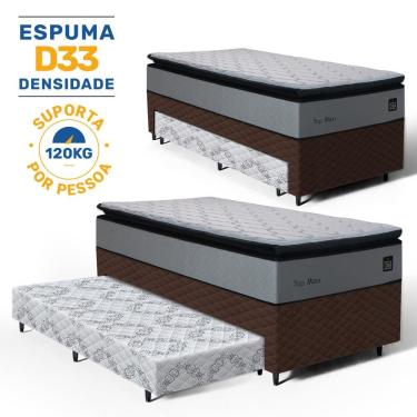 Imagem de Cama Box com Colchão de Espuma D33 Pillow Top Maxx + Auxiliar de Espuma Unique Solteiro 88cm