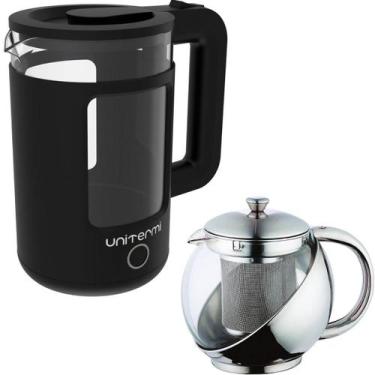 Imagem de Kit Chaleira Elétrica Inox e Vidro 1,5 L 110V com Jarra Infusora Inox 