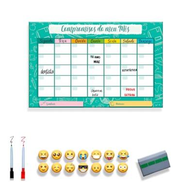 Imagem de Quadro Lousa Planejador Mensal/Planejamento Semanal/Planner/Planner Parede 40x60 Metal - Quadro Branco 2 canetas e 12 imãs (VERDE, 30x40)