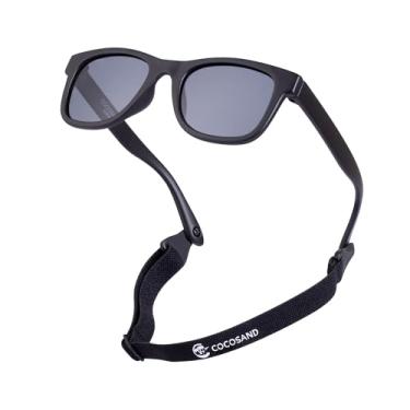 Imagem de COCOSAND Óculos de sol flexíveis para bebês com alça polarizada proteção UV para bebês recém-nascidos meninos gril, preto fosco com lente cinza, Preto fosco com lente cinza, X-Small