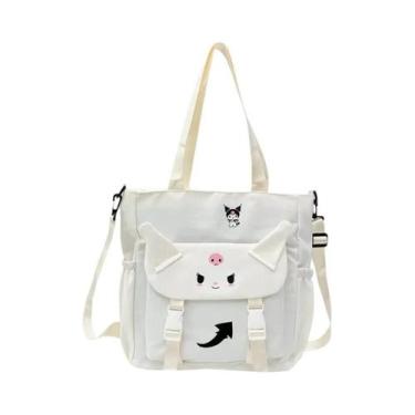 Imagem de Bolsa Tote Sanrio Kuromi de Nylon - Grande Capacidade com Bolsos, Bran