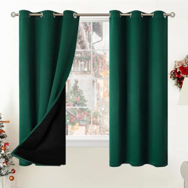 Imagem de BGment Cortinas blackout 100% com isolamento térmico para quarto com forro preto, cortina de ilhós com redução de ruído de camada dupla (100 x 150 cm, esmeralda, 2 painéis)