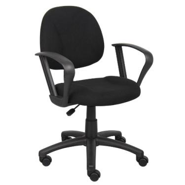 Imagem de Boss Office Products Cadeira de trabalho de tecido de luxo Perfect Posture com braços de laço em preto, costas baixas (B317-BK)