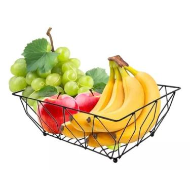 Imagem de Fruteira Aramada Premium Em Metal Preto Bancada Centro De Mesa Porta Frutas Moderna Aramada Preta(4 Peças)