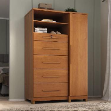 Imagem de Cômoda Com Sapateira E Cabideiro Multiuso 5 Gavetas 1 Porta Imperial Zanzini Cinamomo