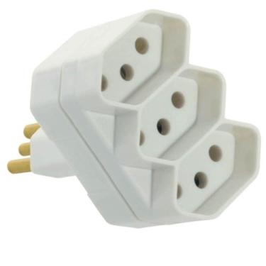 Imagem de Plugue 2P+T 3 Saídas Bipolar 20A 250 Volts Cinza Sobrepor - 1492 - FAM