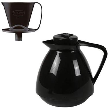 Imagem de Kit Bule Térmico Amare 650ml + Suporte Coador Café 102 - Mor - Preto
