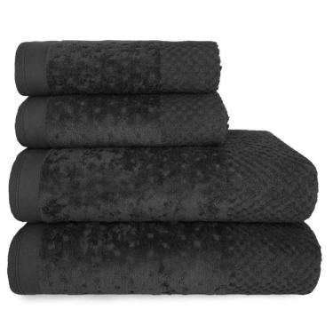 Imagem de Jogo De Toalha De Banho 4 Peças Pollo Fio Penteado Appel Preto