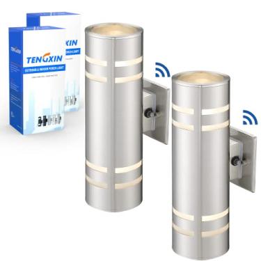 Imagem de TENGXIN Pacote Com 2 Luminárias De Parede Para Áreas Externas, Luminária À Prova D'Água, Arandela Aço Inoxidável Sensor, Adequada Jardim, Pátio, Varanda