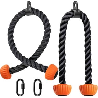 Imagem de SELEWARE Corda De Tríceps Com Pontas Borracha Macia Antiderrapante, Acessório Para Treino Em Casa, 28 E 36 Polegadas Comprimento, Laranja