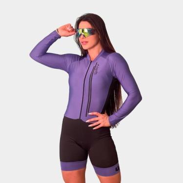 Imagem de Macaquinho de Ciclismo Feminino Way Air PRO Manga Longa Lilás Escuro F