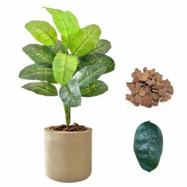 Imagem de Planta Artificial Comigo Ninguém Pode + Vaso Bojo Decoração - Flor Imp