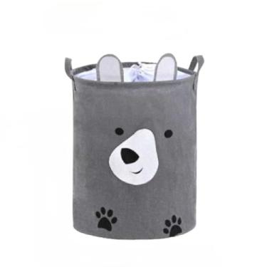 Imagem de Cesto Organizador Multiuso em Tecido Dobrável - Para Roupas, Brinquedos, Itens Domésticos (40L, Preto) - Prático e Resistente(Urso 40L)