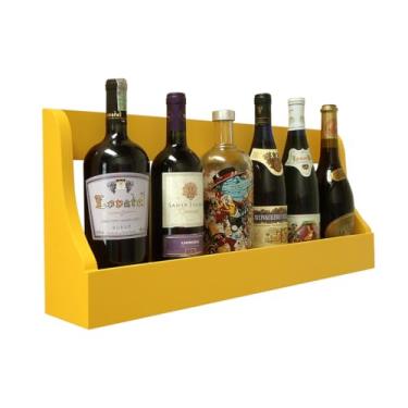 Imagem de Prateleira Adega Suporte Decorativo para Vinhos e Bebidas Amarelo Laca