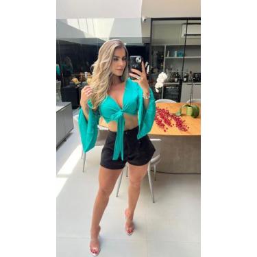 Imagem de Blusa cropped manga longa verde - Sutara mistica , Verde, unico