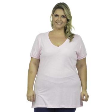 Imagem de Blusa plus size malha fria z - Fenomenal, Rosa bebe, 52