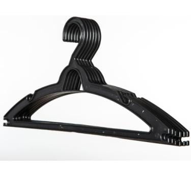 Imagem de Kit 40 Cabides de Plástico Reforçado para Adultos, Organizador de Roupas, Preto, Resistente e Prático