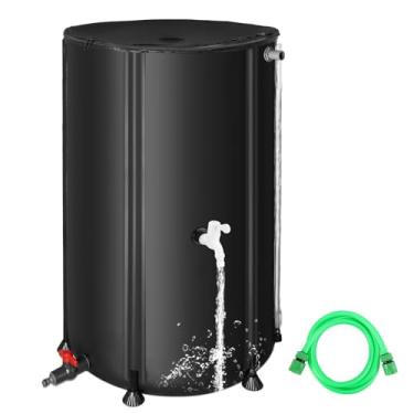 Imagem de FAMIROSA Barril De Chuva Dobrável 100 Galões/378 Litros, Barris Pvc Dobráveis Para Coletar Água Da Calhas, Recipiente Portátil Armazenamento Com Mangueira, Coletor Preto