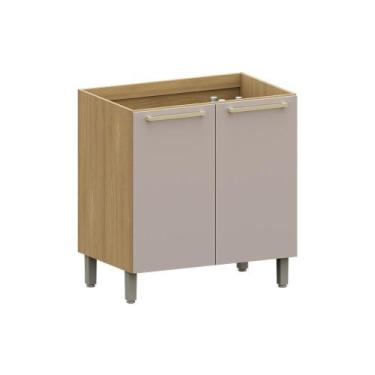 Imagem de Balcão de Cozinha 80cm 2 Portas Elegance Luciane Móveis, Freijó/Cinamm
