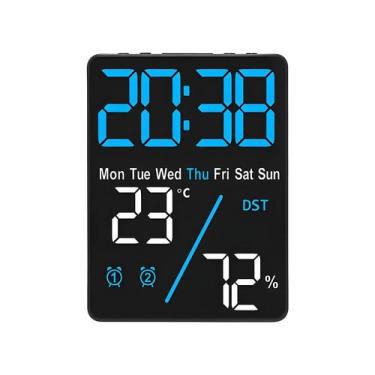 Imagem de Despertador Digital LED Regulável Com Display De Temperatura E Umidade