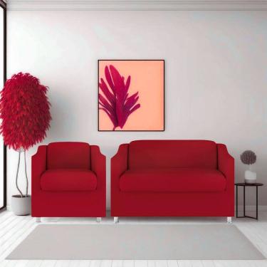 Imagem de Namoradeira + Polt. Bia P/ Sala de Estar Consultório Clinica Hospital Recepção Suede Vermelho