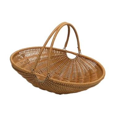 Imagem de ＡＷＨＡＯ Cesta de de material PP multiuso para lanches, pão, resistente com alça dobrável, estrutura de arame de ferro, Size L