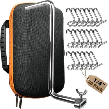 Imagem de OSROENE Aperto de arame com bolsa, ferramenta de torção de arame de cerca de 1/10.2 cm, 20 peças, 1 alça de aperto, fixador de tensão de arame farpado, tensor de cerca para apertar cerca de arame (6