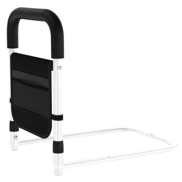 Imagem de ZOLIQUEX Barras de cama para segurança de idosos adultos – Bengala de cama para idosos, corrimãos de cama com alça ergonômica e bolso de armazenamento, altura fixa de 43 cm, fácil de montar, comporta