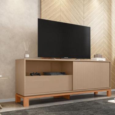 Imagem de Rack para Tv até 55 Polegadas Porta com Textura Microrripada Pés Caval