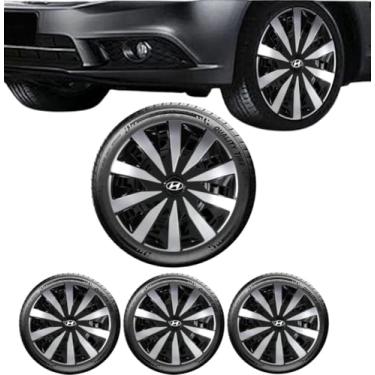 Imagem de Jogo 4 Calotas Esportivas Aro 14 SEVEN Preto/Prata HB20 Hatch HB20s Sedan 2015 2016 2017 2018 2019 2020 2021 2022 2023 2024