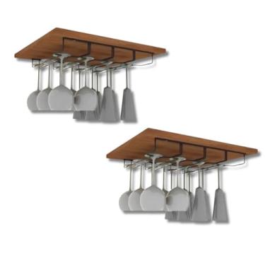 Imagem de Kit Suporte para Taças de Vinho e Champanhe Suspenso em Aço acomoda 24 Taças para Armário de Cozinha e Bar