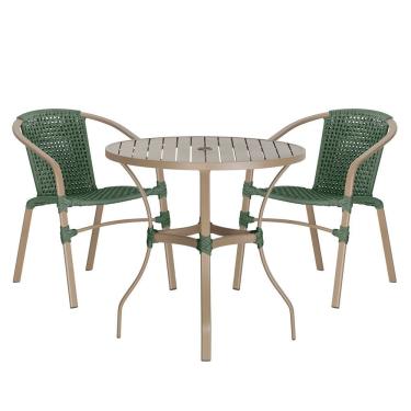 Imagem de 02 Cadeiras Floripa E Mesa Roma 100cm Fendi Trama Original Verde