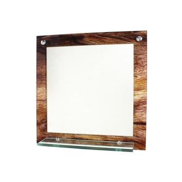 Imagem de Espelho Banheiro Com Prateleira 40Cm X 40Cm Madeira Rustica