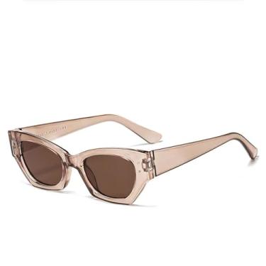 Imagem de HPIRME Óculos de sol da moda retrô feminino pequeno retangular (escuro para baixo)