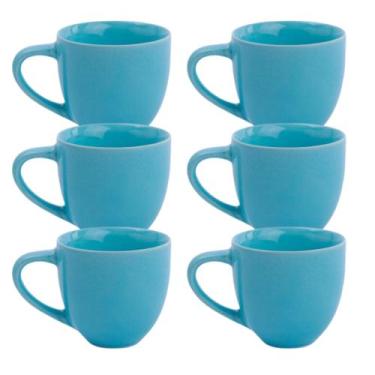 Imagem de Jogo 6 Xicara Café Chá Porcelana 170ml Resistentes - Porcelanas, Azul