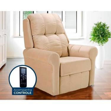 Imagem de Poltrona Reclinável c/ Massagem p/ Sala MH 1216 Two Way Suede Bege - Herval
