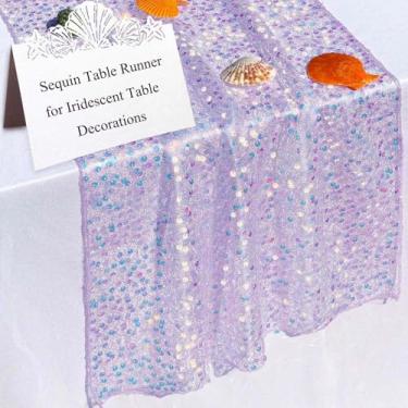 Imagem de FuSenYuan Caminho De Mesa Com Lantejoulas Roxas, 3 Metros, Pacote 1, Iridescente, 2,54 M X 43 Cm, Para Decoração Casamento, Chá Bebê E Aniversário