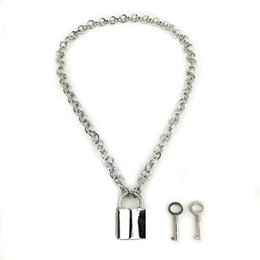 Imagem de Destiny Love Colar gargantilha com cadeado e duas chaves com caixa preta para mulheres e homens, Metal